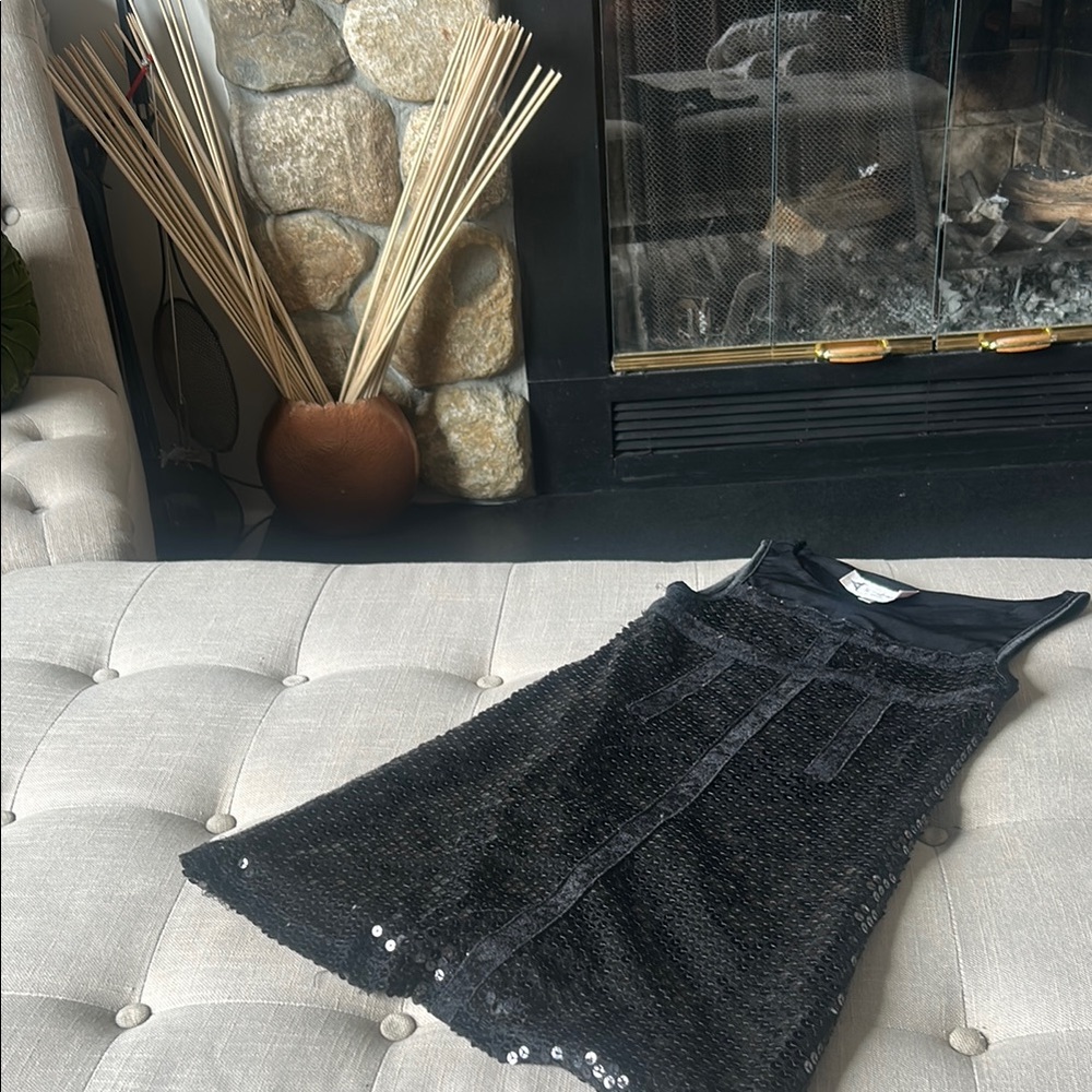 NWT The Collection Sara Sara Black Sequins Mini Tank Size 8